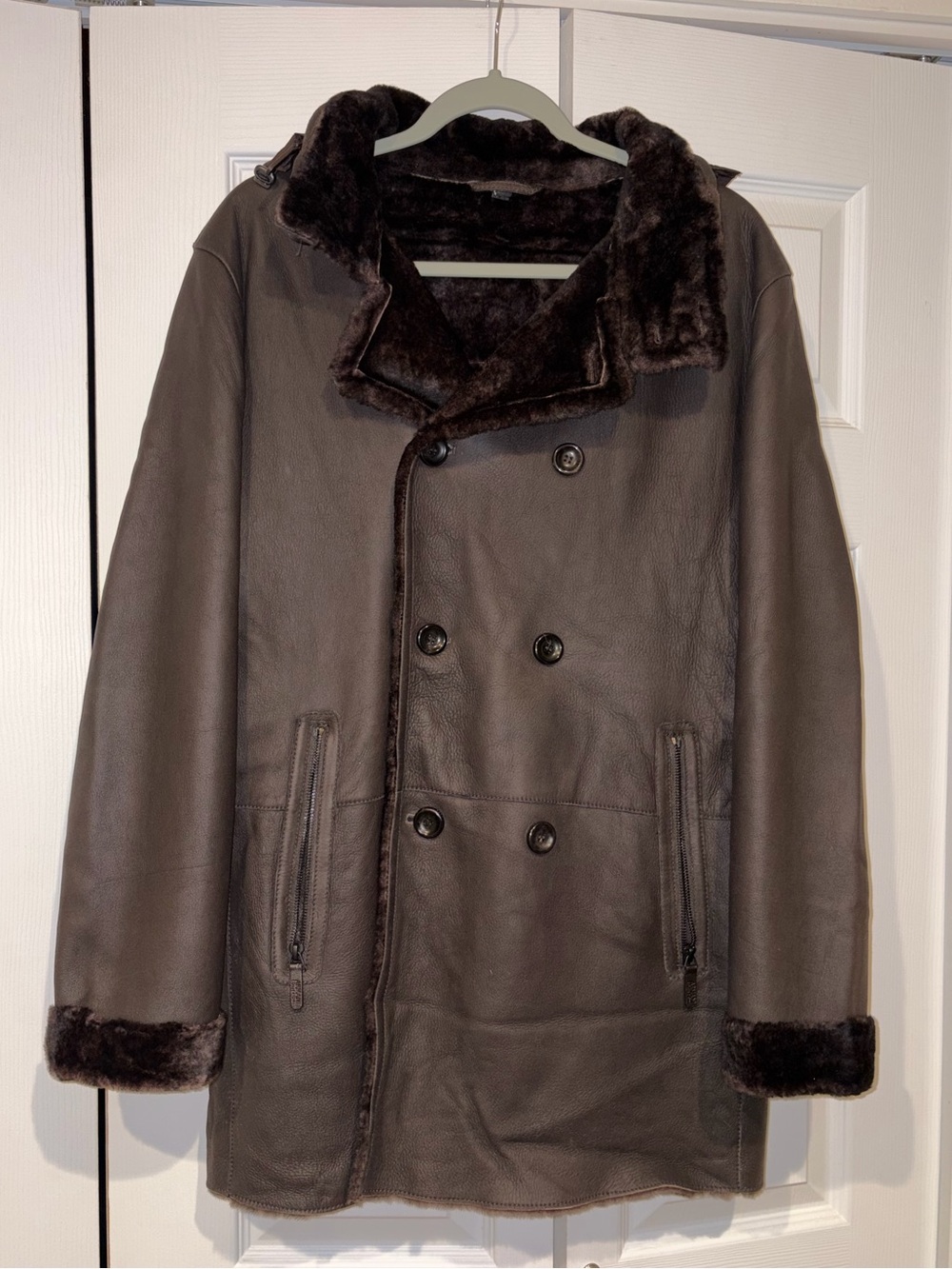 Rare Armani Collezioni Dark Brown 100% Shearling Lamb Fur Coat